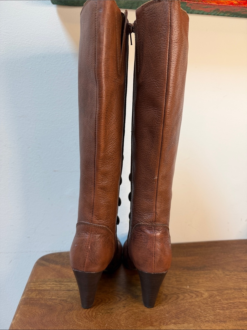 Skechers Henley Women's Tall Brown Leather Button-Accent Heeled Boots Victorian - Picture 6 of 11